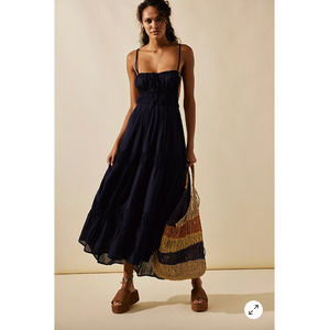 Free People Taking Sides Maxi Dress Small Navy NEW